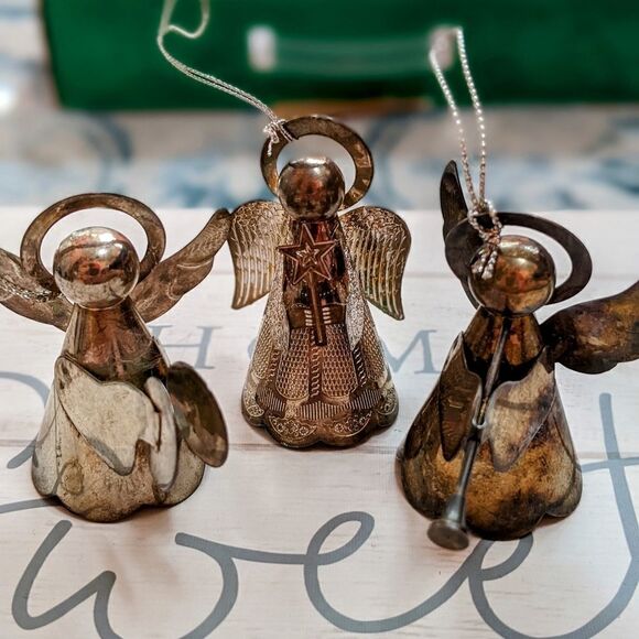 Vintage silver plated angels Christmas ornaments - Picture 1 of 9